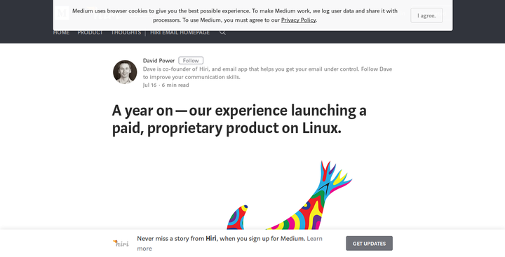 Screenshot of
blog.hiri.com/a-year-on-our-experience-launching-a-paid-proprietary-product-on-linux-db4f9116be08
when the window size is 1280x720