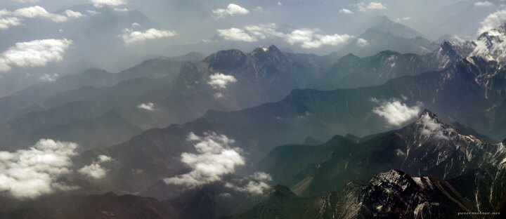 View of mountains from the plane on our way to
Chengdu