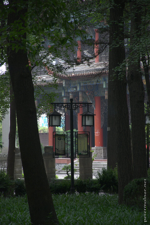 A peak between trees towards the temple in the Wenshu Monastery in
Chengdu