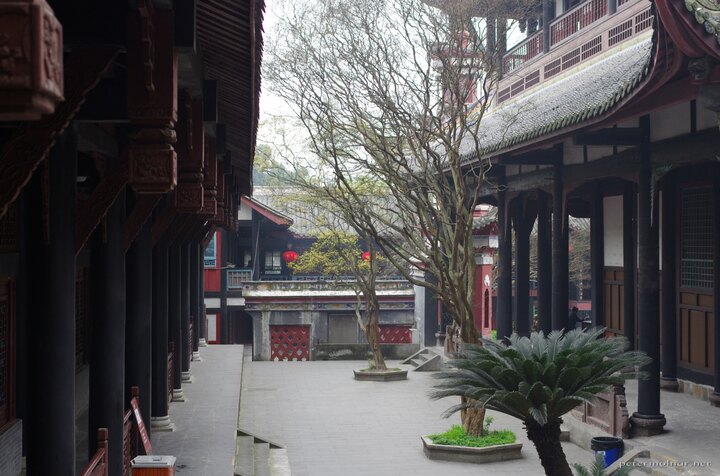 Patio between monastery buildings in Dujiangyan