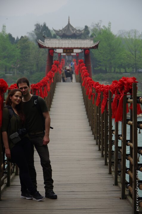 Us at the Anlan Bridge in Dujiangyan