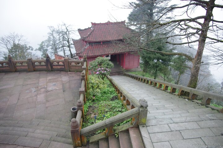 Elephant bathing pool - steep stairs and surrounding
fog