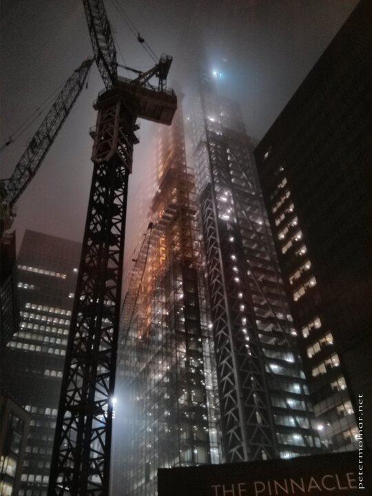 London at night - The Cheesegrater under construction