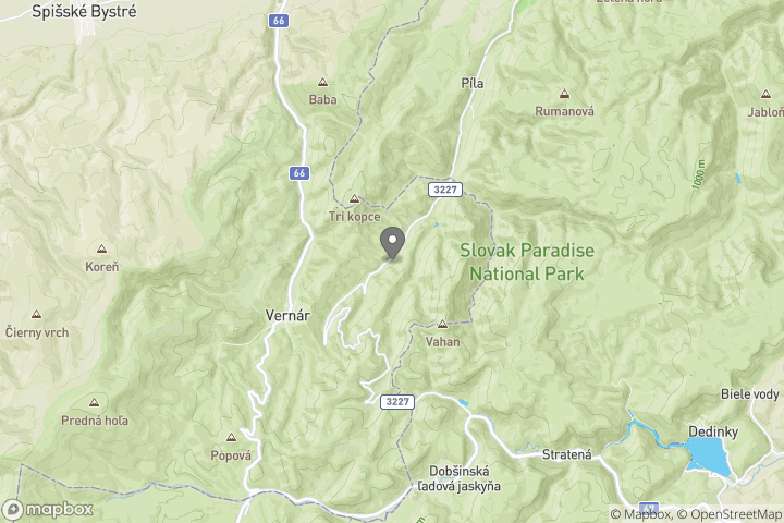 map showing the location where the photo 'Slovenský raj - Road in the mountains' was taken at