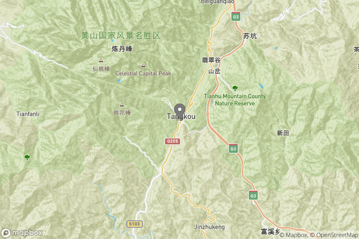 map showing the location where the photo 'Tangkoucun 汤口村' was taken at