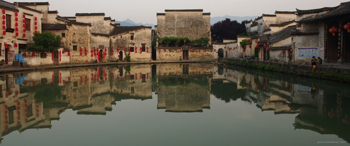 Sunrise at the Moon Lake in Hongcun