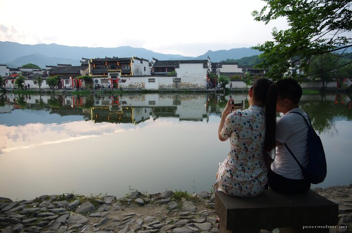Couple in the sunset in Hongcun