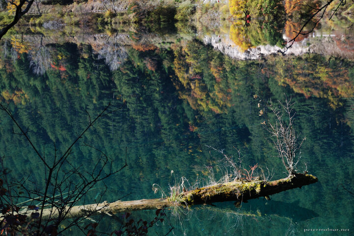 Jiuzhaigou: reflections in Rhinoceros lake 2