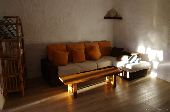 The living room of the cueva - with the mornig sun bathing it